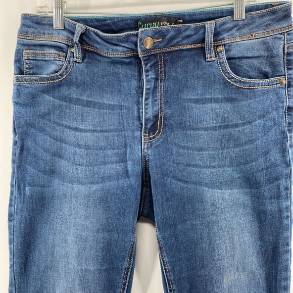 Warehouse One Jeans Women's 33 Short Curvy Bootcut Denim 5 Pocket Blue Whiskered - Picture 2 of 13